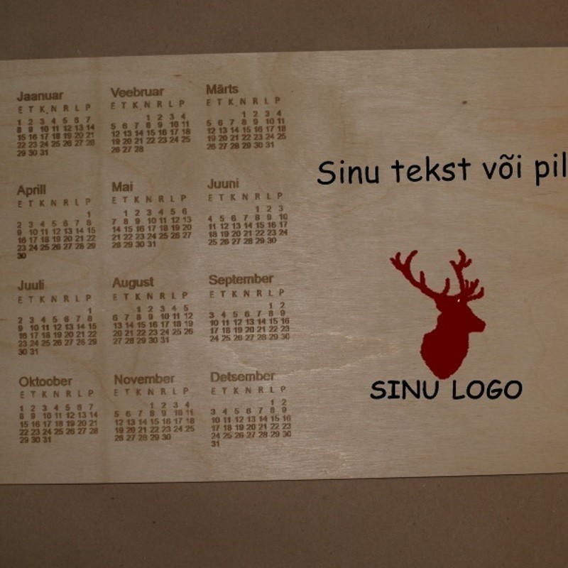 Puidust kalender personaalse graveeringuga